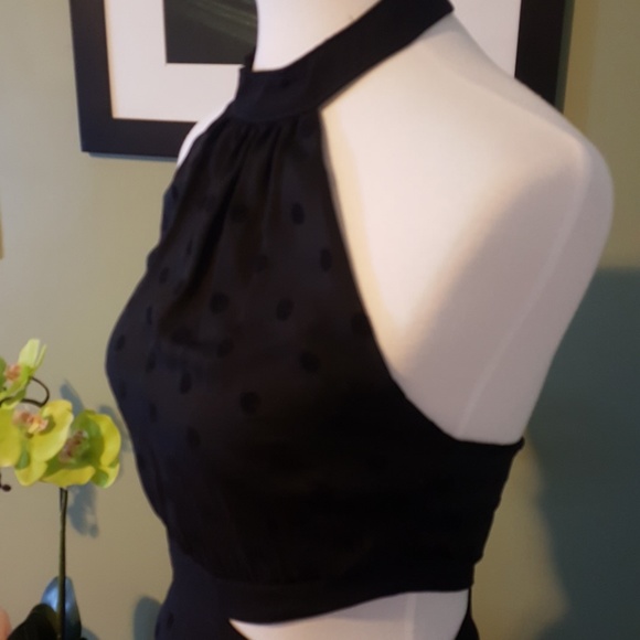Black Polka dot Cut Out Gown - Picture 4 of 4